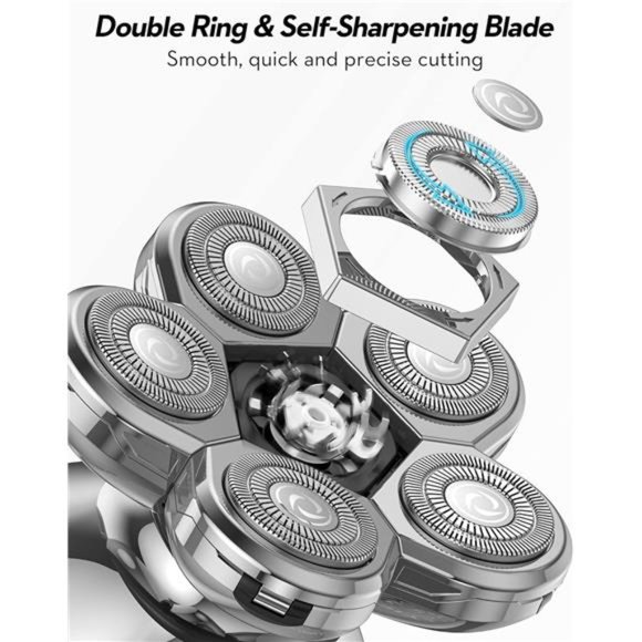 Electric Razor for Men,Upgrade 5-in-1 BaldHead Shaver Cordless LED Mens Electric - Picture 3 of 6